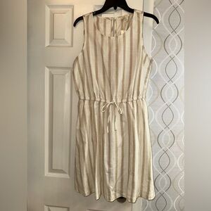 Copper Key Sleeveless Dress with Green and Pink Stripes